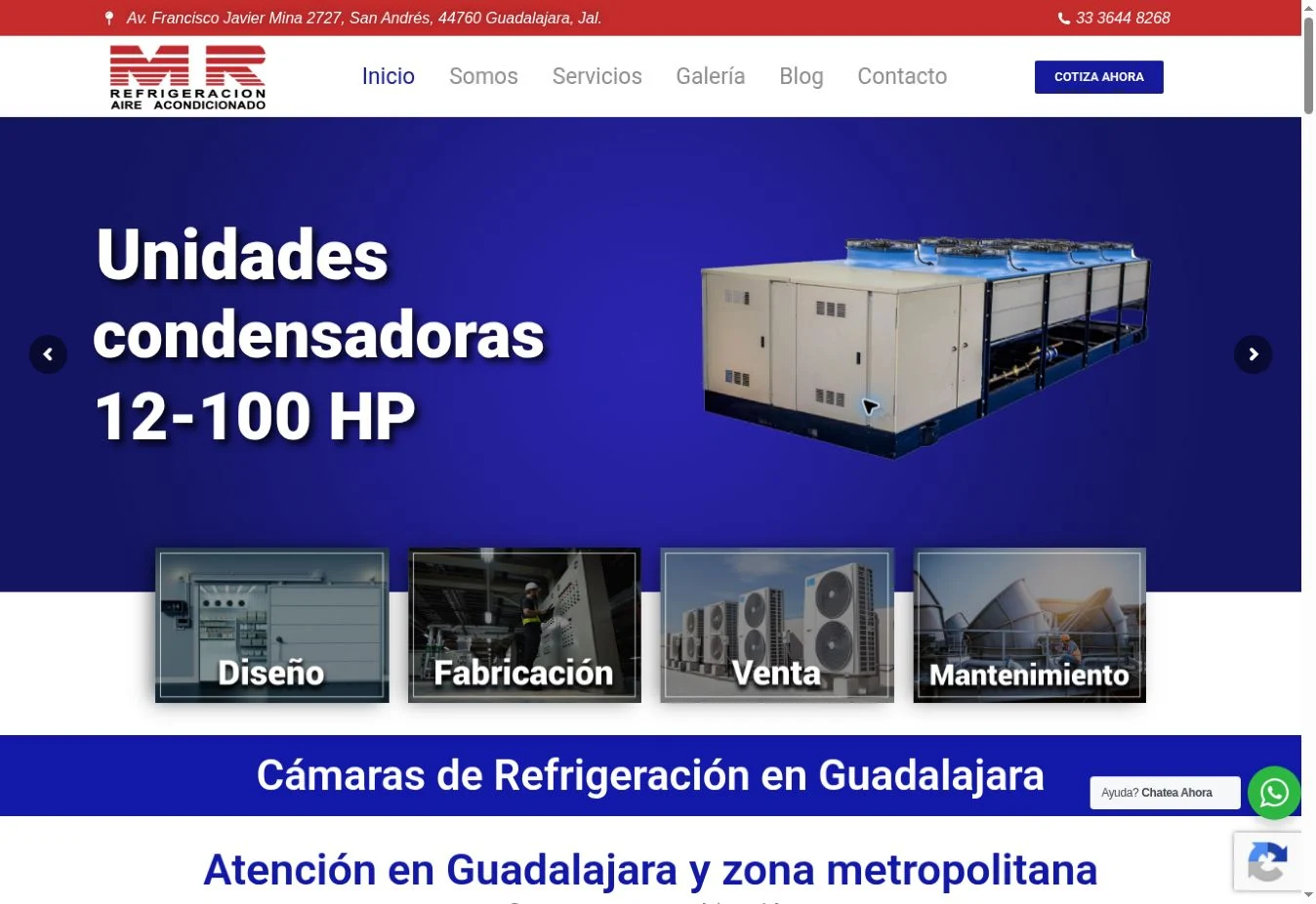 Vista previa real del sitio MR Refrigeración